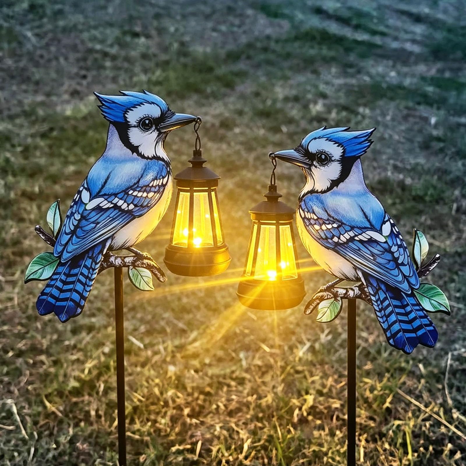 Amazon.com: 2 Pack Solar Lanterns Outdoor Decor Solar Bule Jay